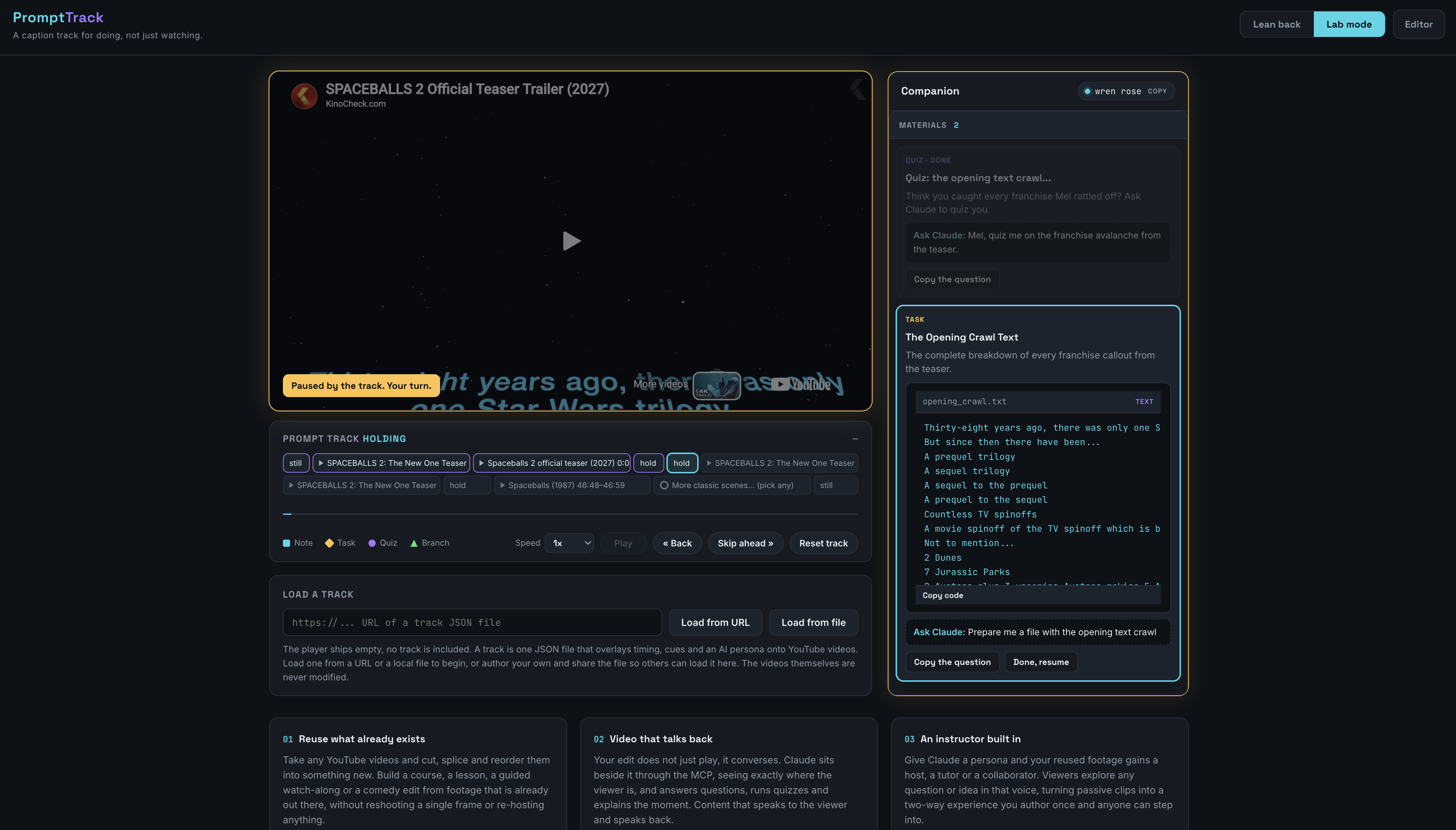 Materials sidebar