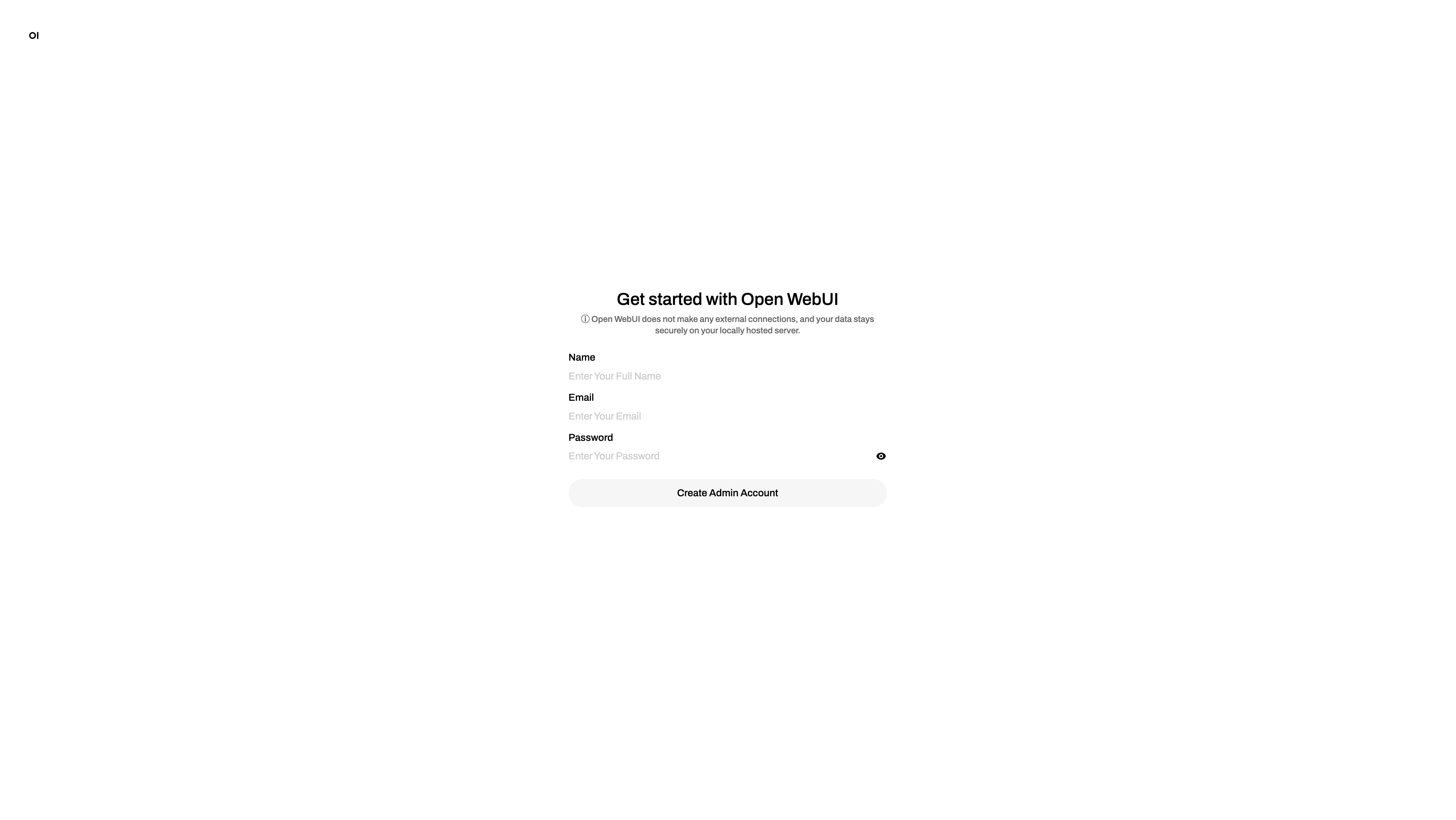 OpenWebUI Create Account Screen