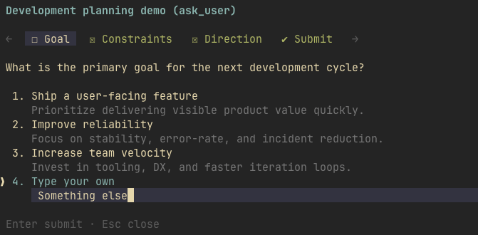 Inline custom answer input for Type your own option