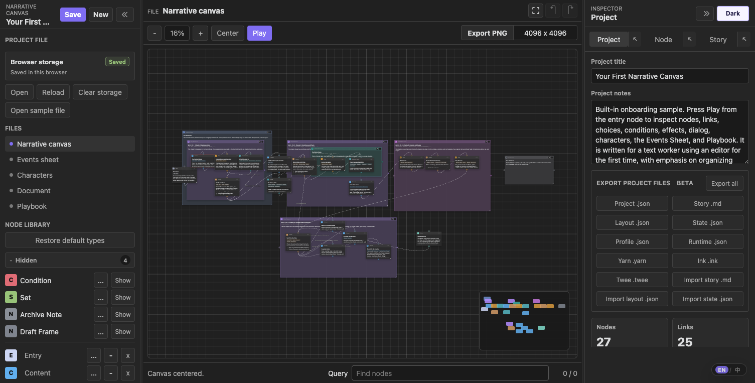 Narrative Canvas main canvas
