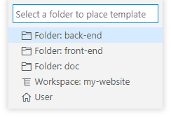 Select Folder for New Template