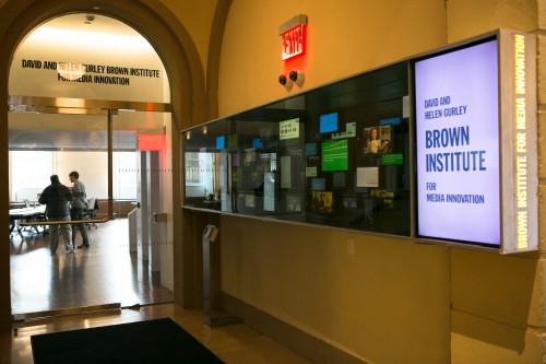 Photo of media wall - I had to rescue this from the Internet Archive; thanks new J-School Web Design