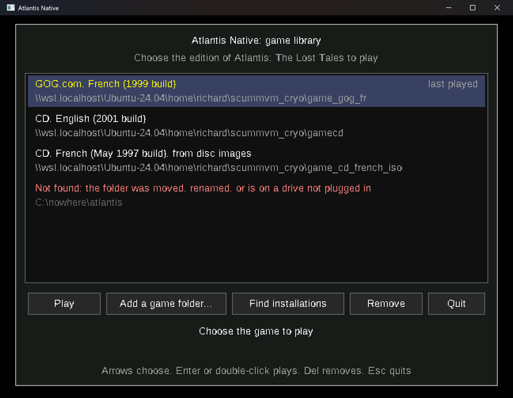 The game library: several editions of the game