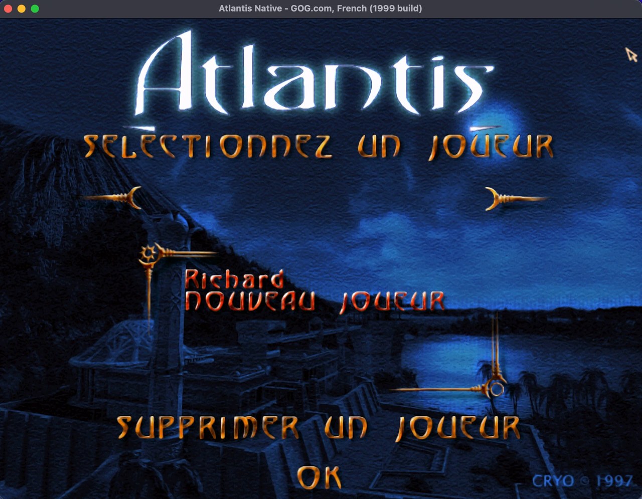 The player screen on macOS, HD mode