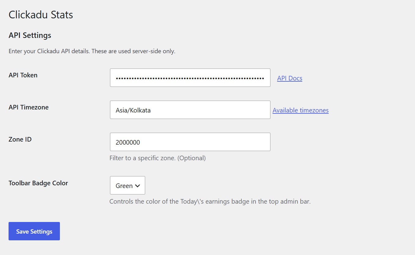 ClickAdu API Settings