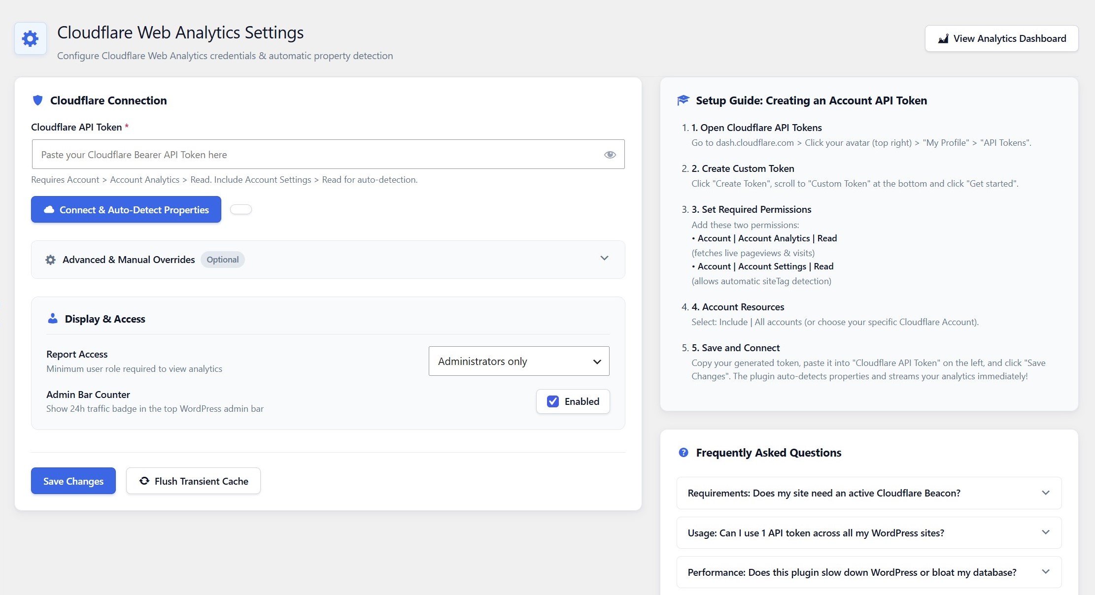 Cloudflare Web Analytics Settings and Auto-Detect