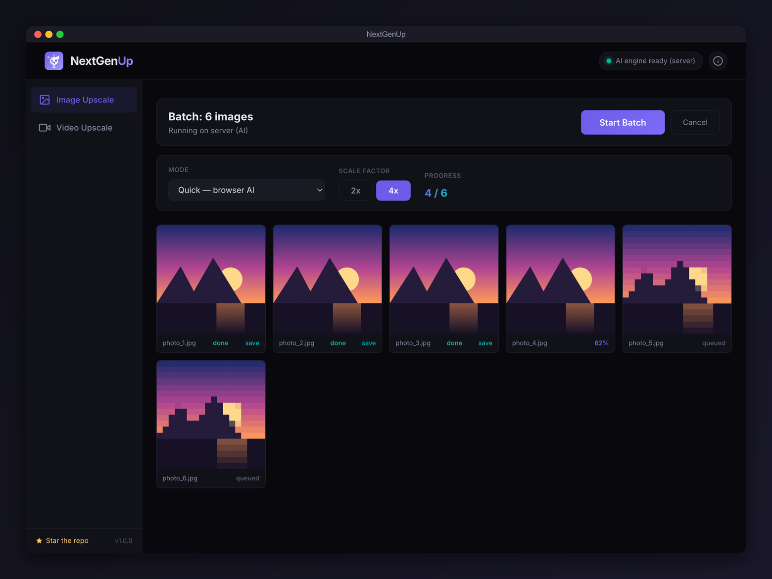 Batch processing multiple images with per-item progress