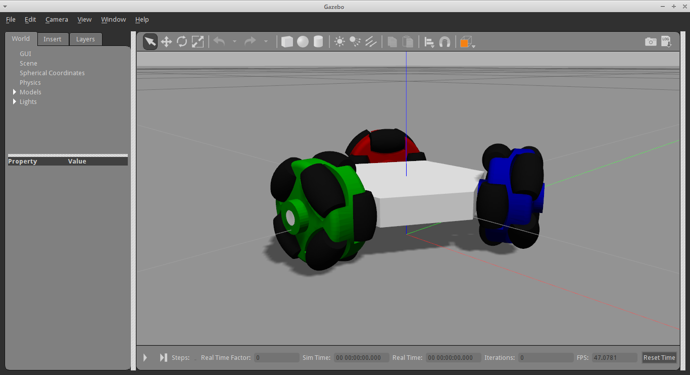 Gazebo GUI with OpenBase robot