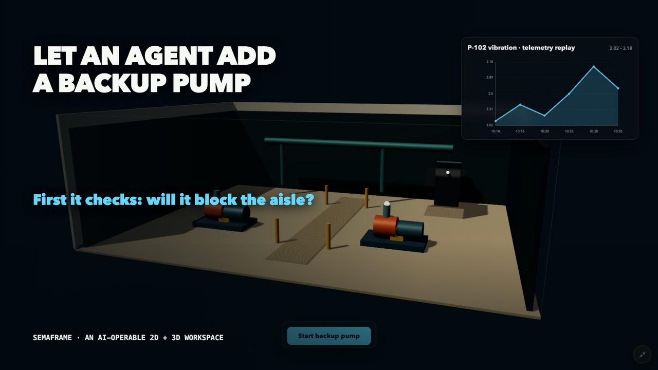 Watch SemaFrame build and place an editable backup pump