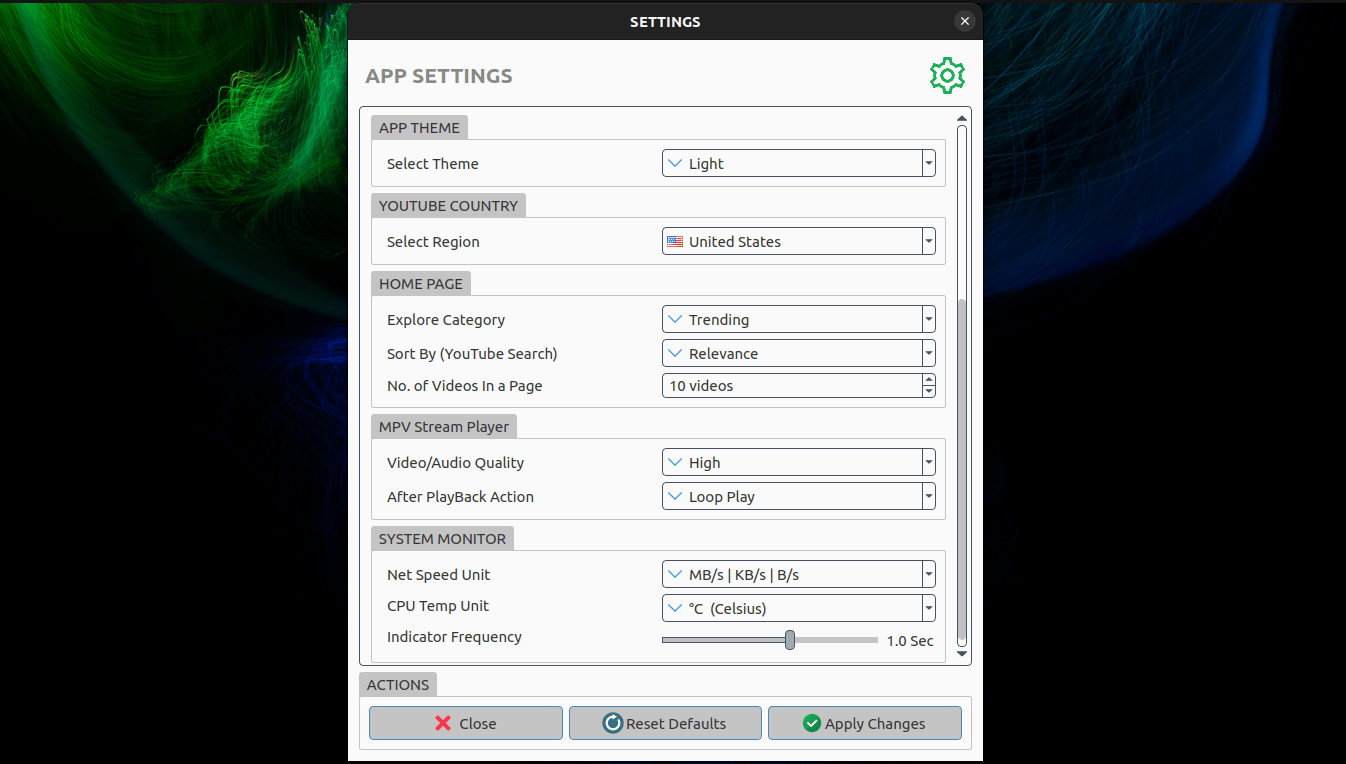 DL-YouTube application settings and download preferences