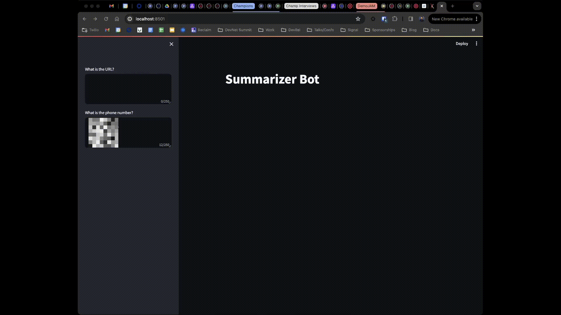 Summarizer Bot Demo