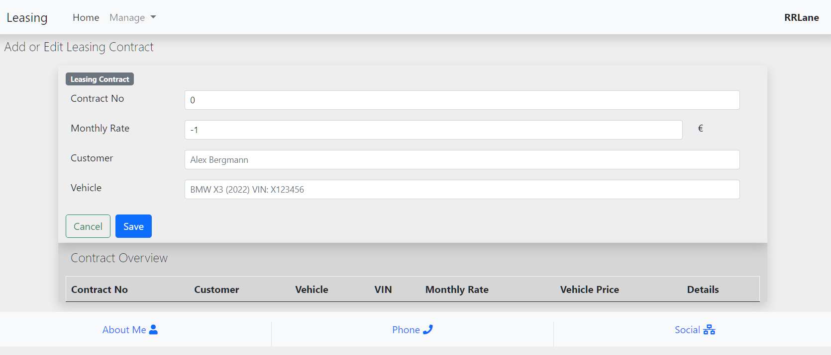 Contract manager to access vehicle lease contract