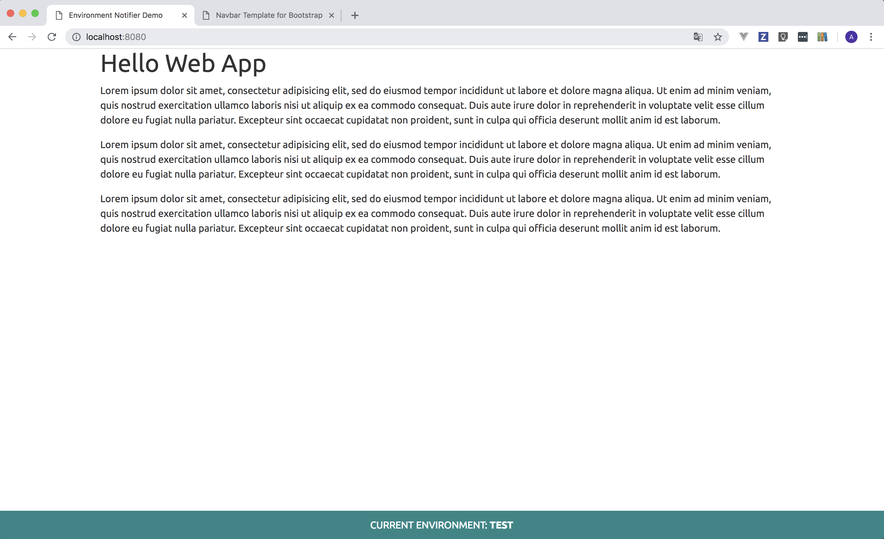 Environment ribbon at bottom