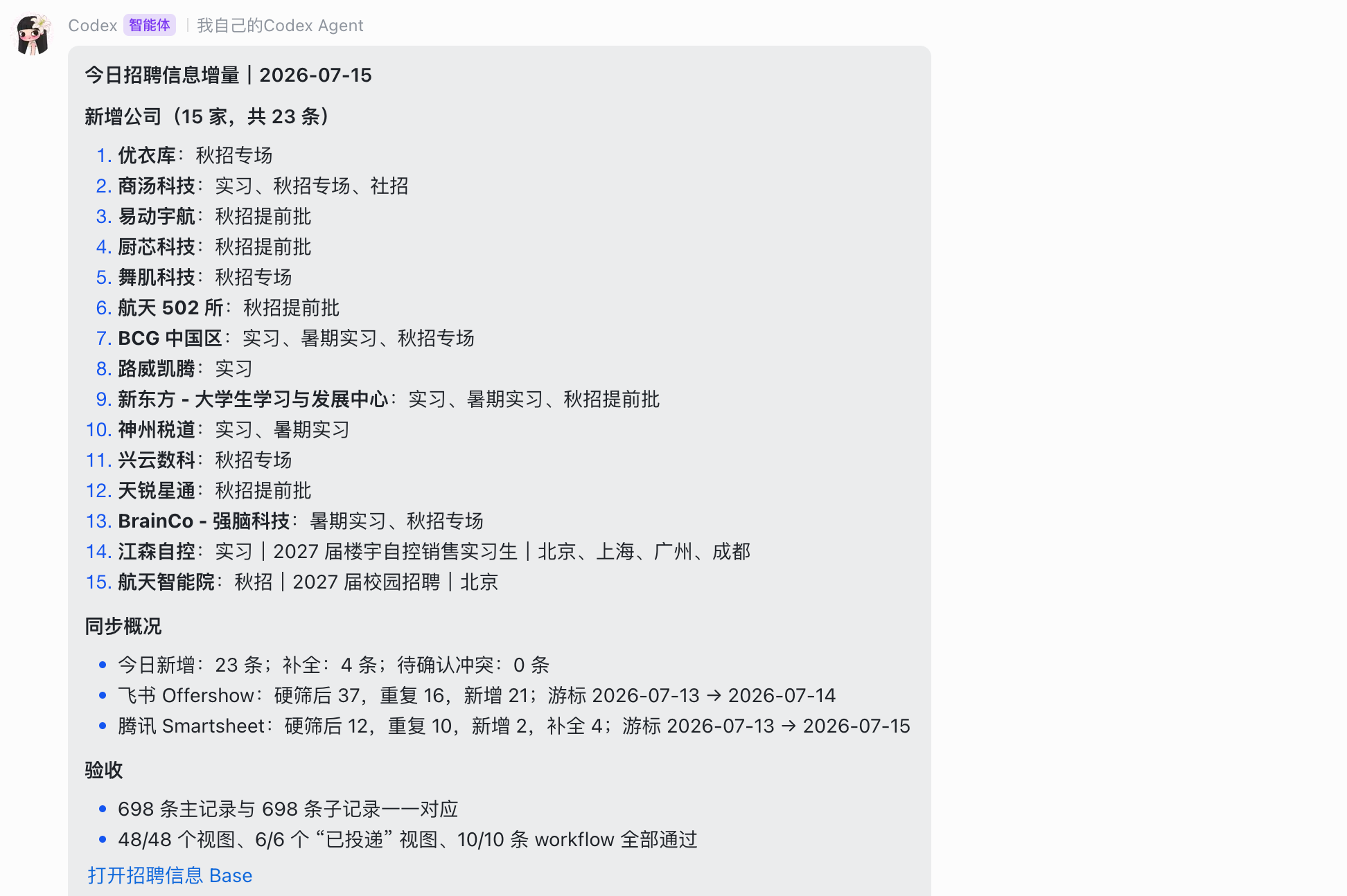 招聘信息同步摘要
