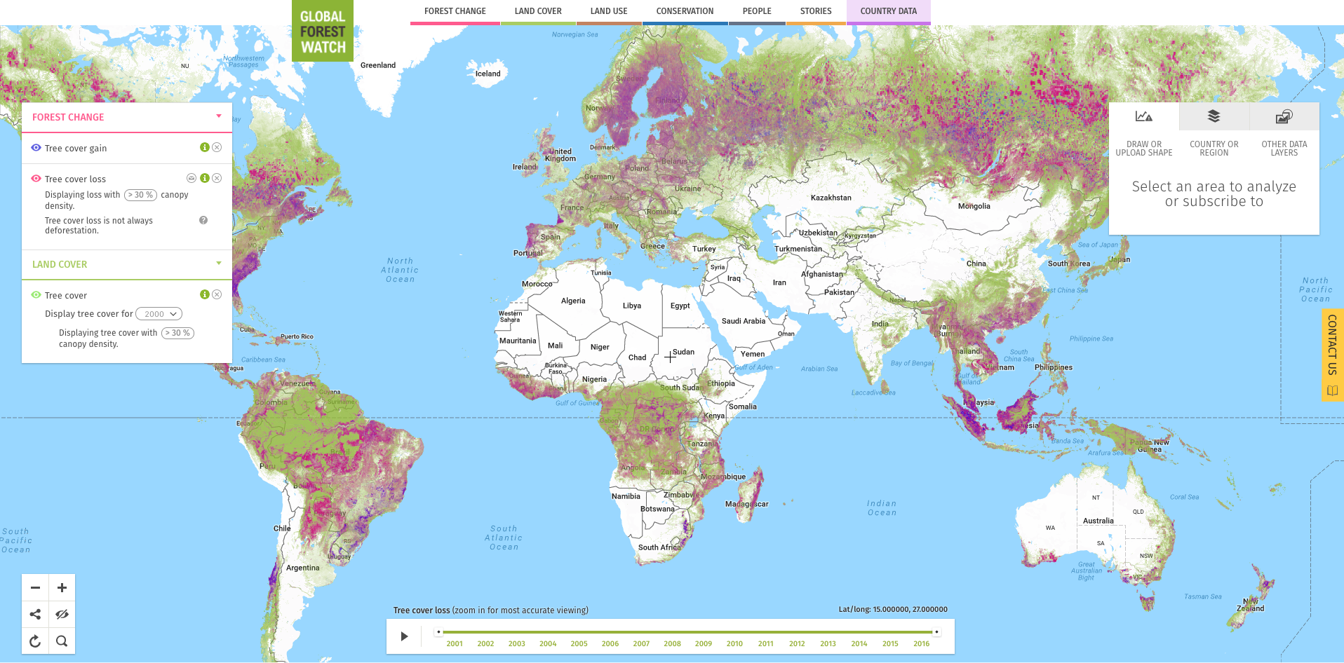 Global forest watch map