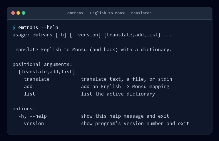 help output