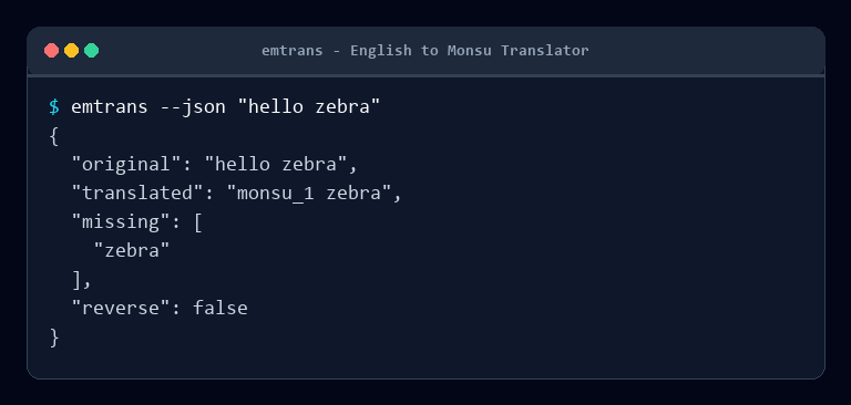 json output