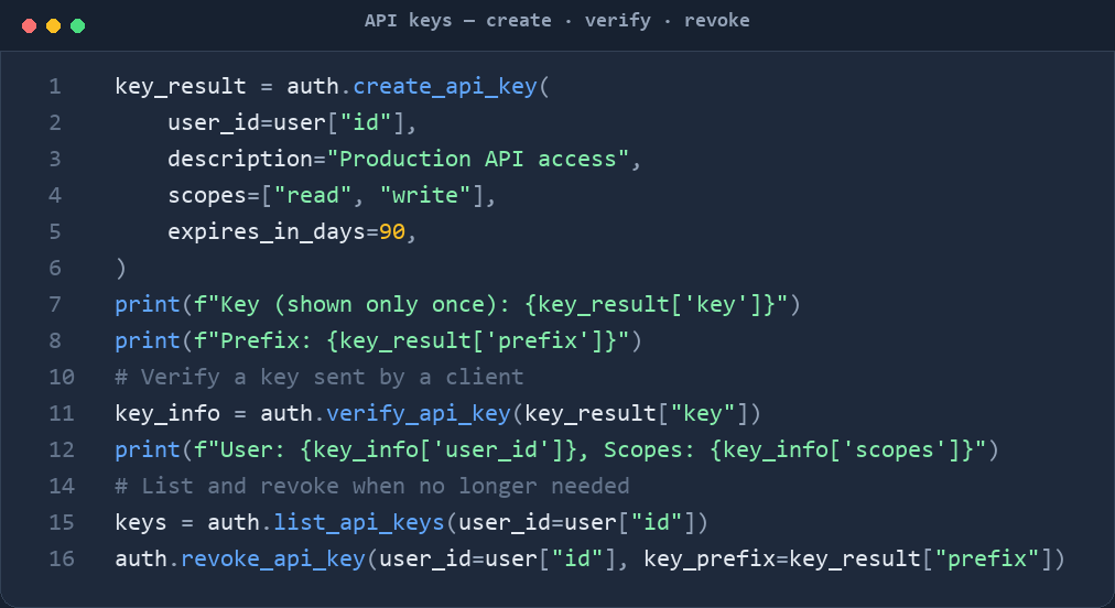 API keys