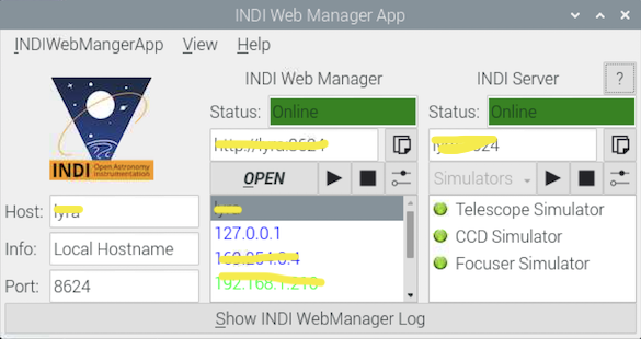 INDI Web Manager App Linux