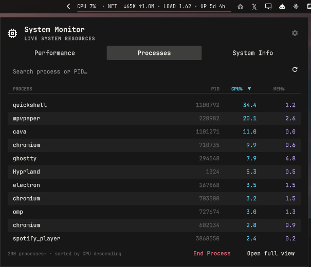 Processes tab