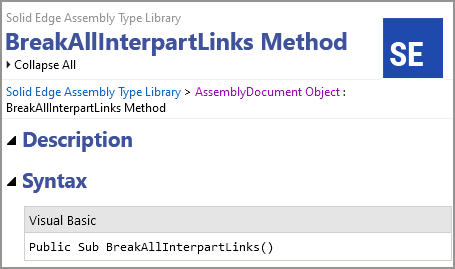 Break all interpart links