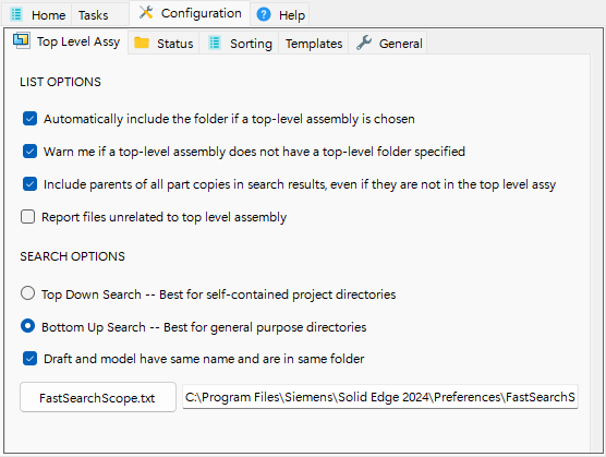 Top level assembly options