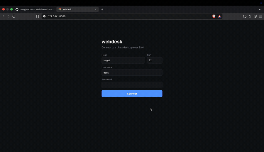 webdesk connecting to a machine and opening a terminal on it
