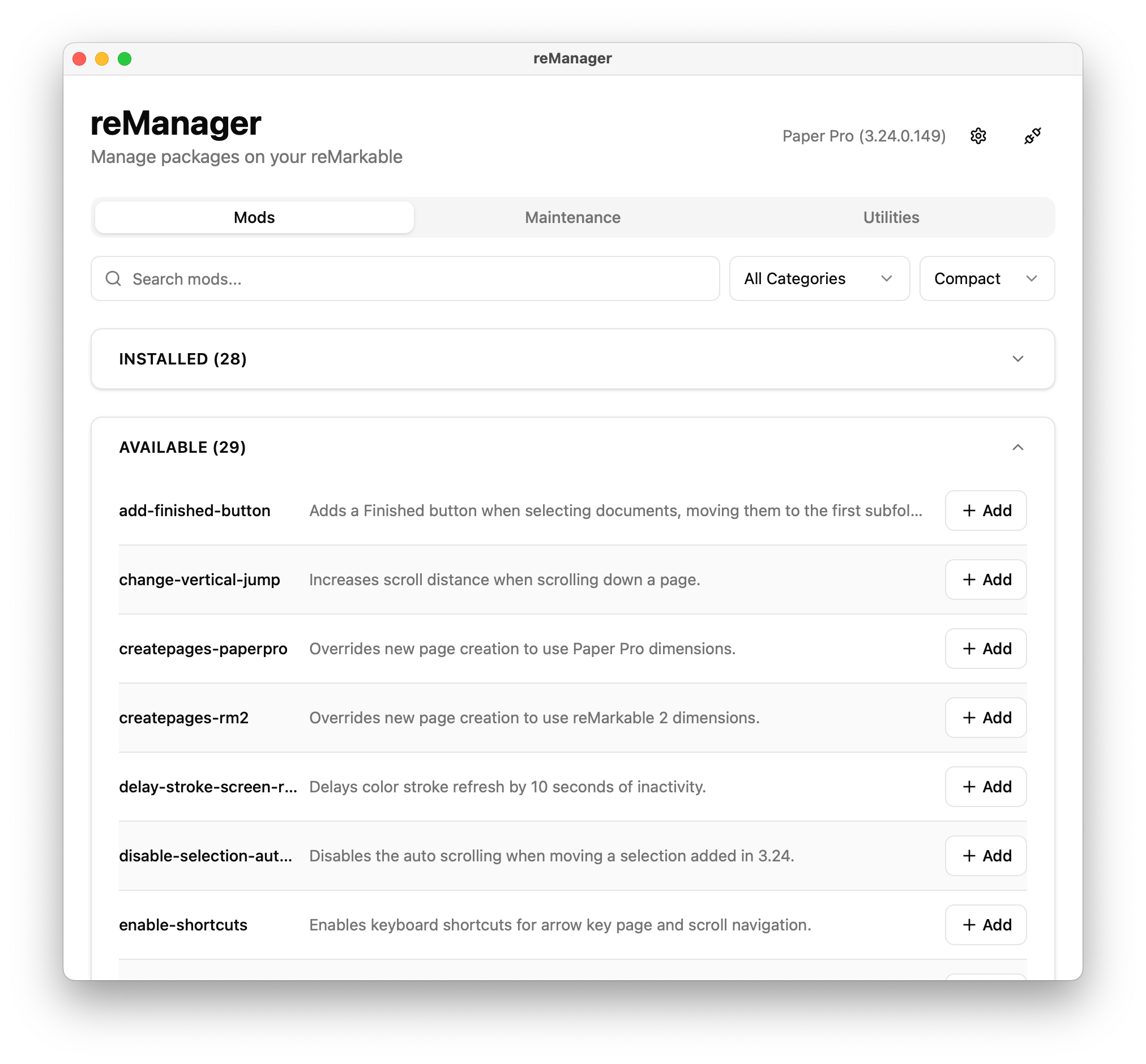 reManager Mods Screenshot