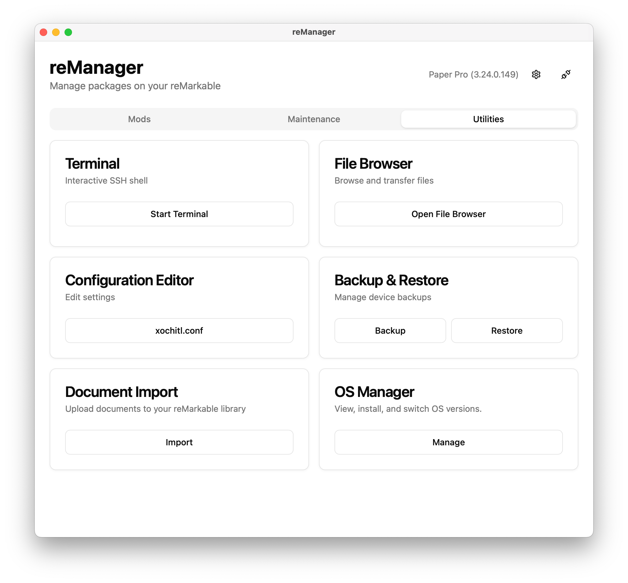 reManager Utilities Screenshot
