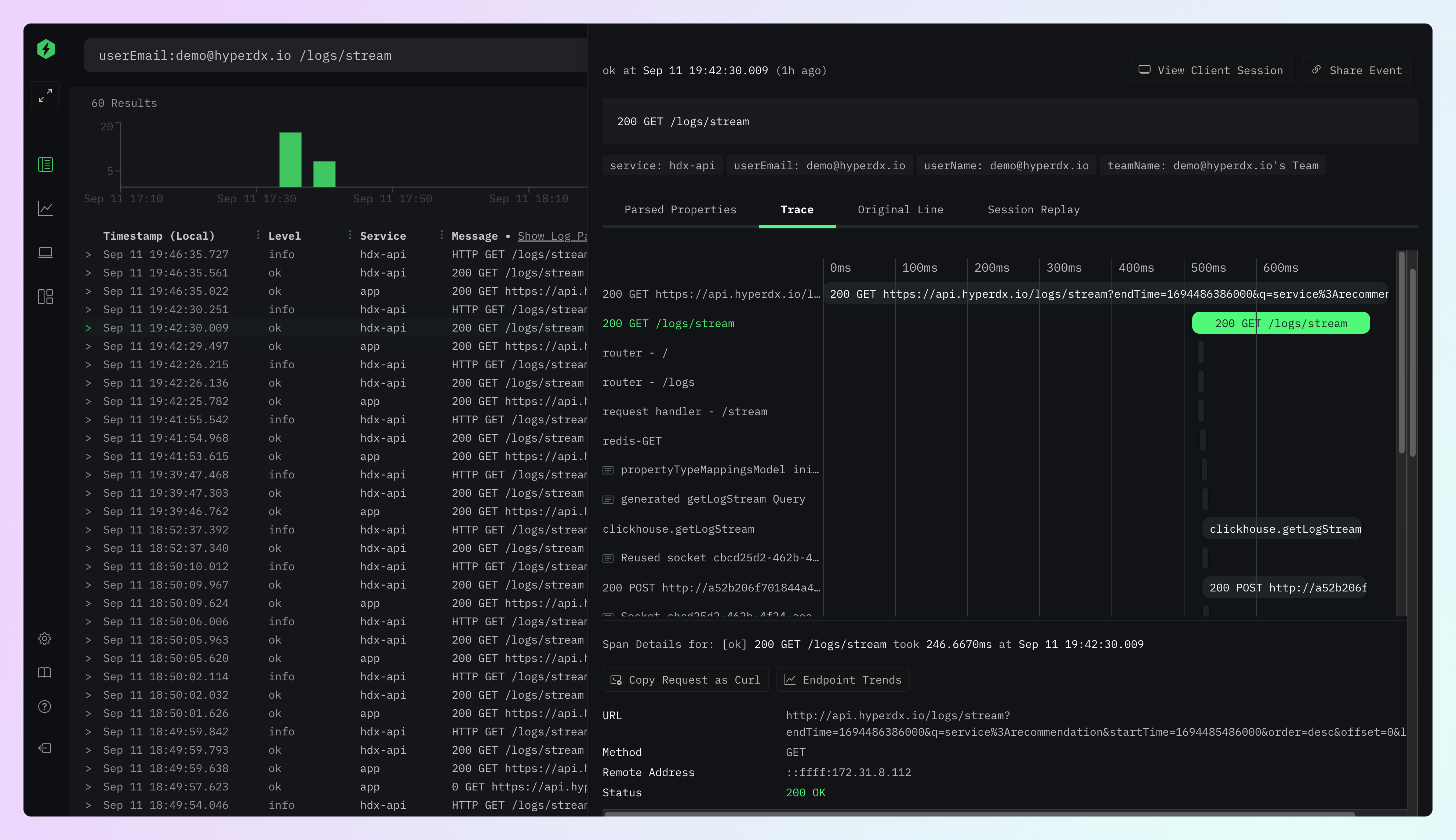 Search logs and traces all in one place