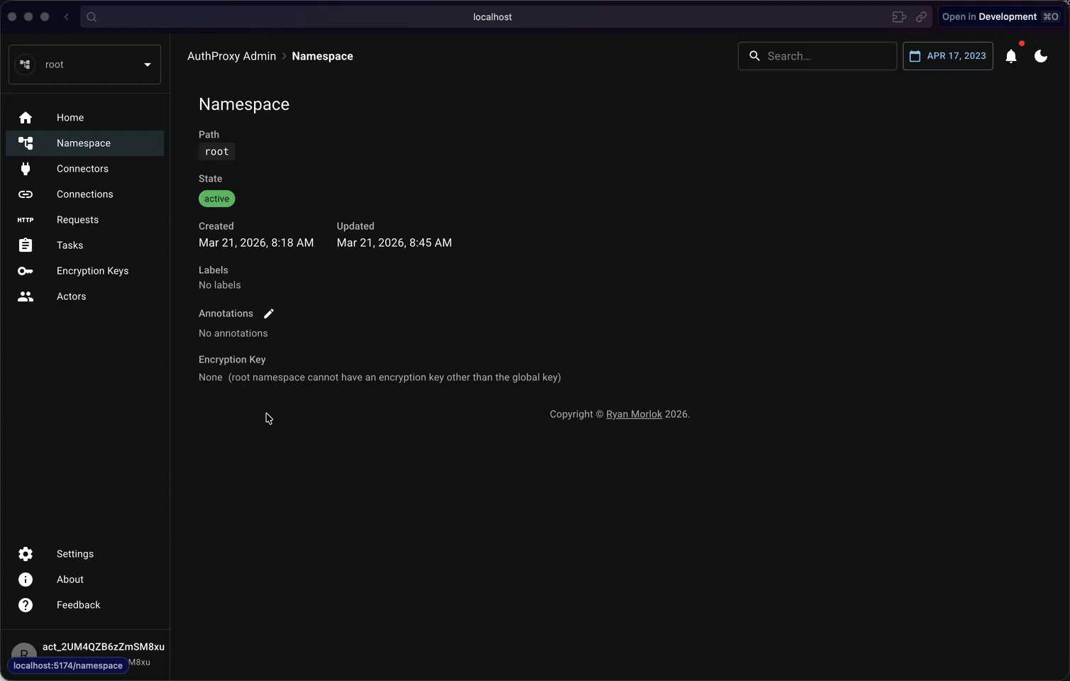 Manage AuthProxy through the Admin UI