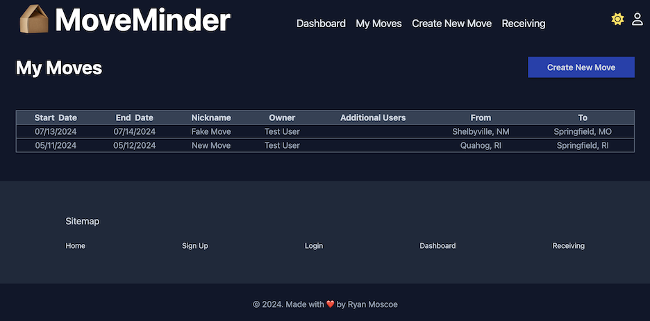 My Moves page