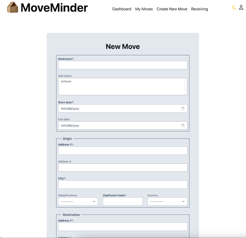 New Move page