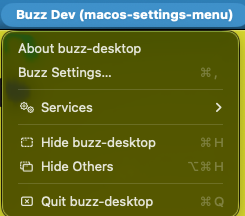 macOS application menu