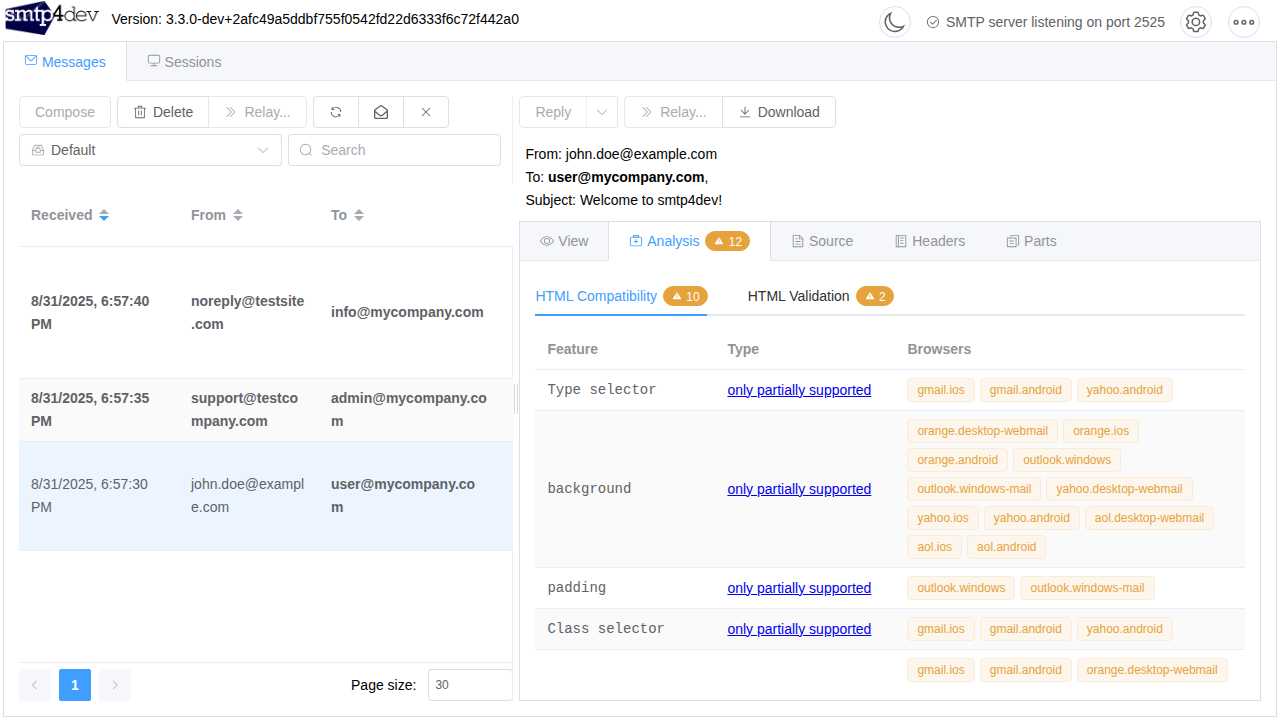 HTML Analysis View
