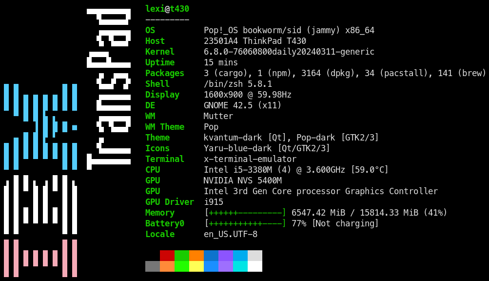 Neofetch with IBM TransPad logo (vertical)