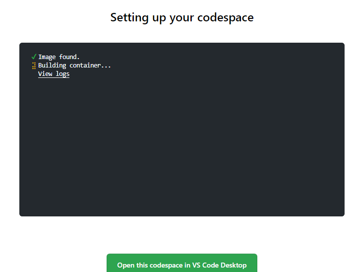 New codespace initializing