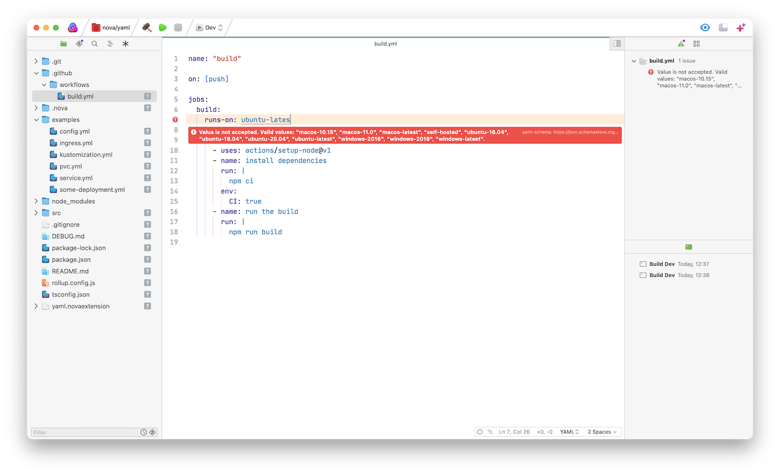 Yaml Extension adds on-hover tooltips to Nova based on JSON schemas