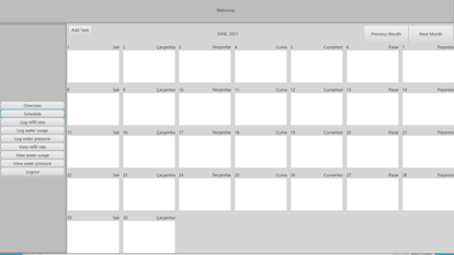 Dashboard Page - Schedule Screenshot