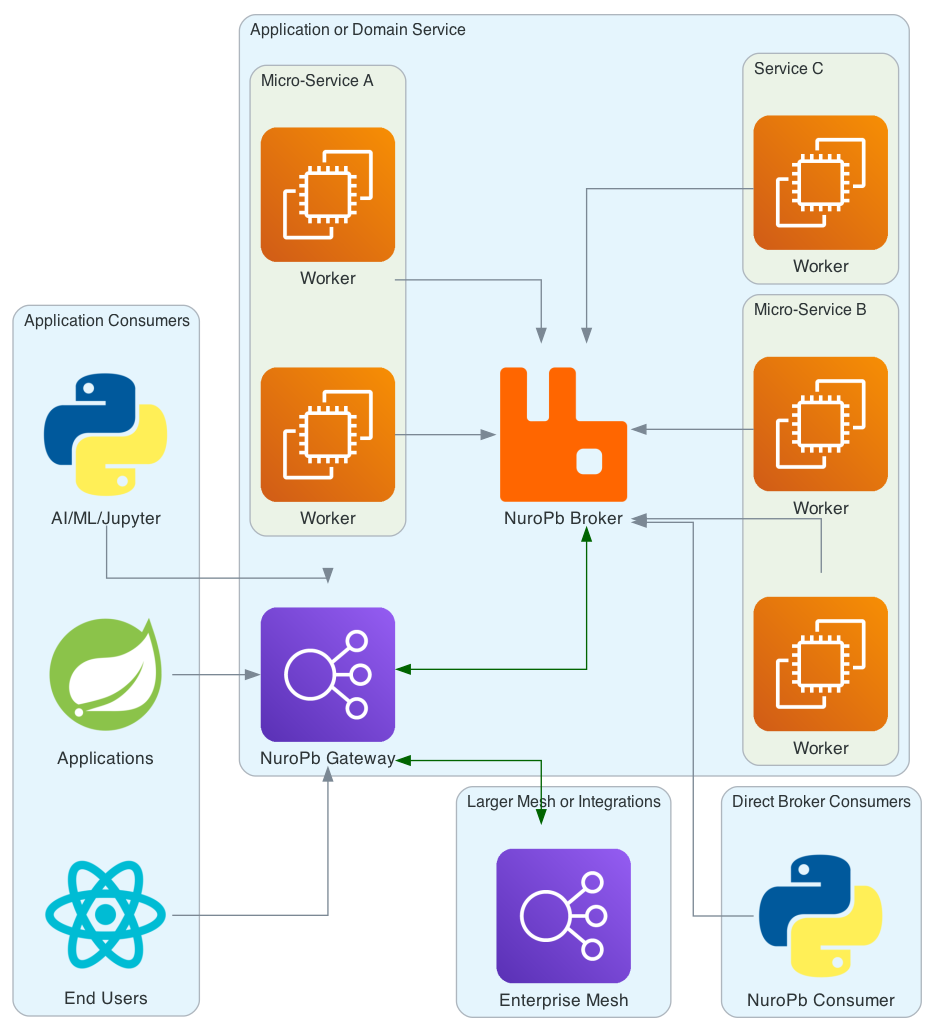 Diagram of an example NuroPb enabled Application or Domain Service