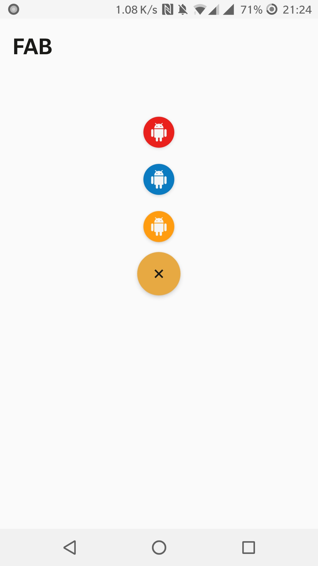 android floating action button example change icon plus