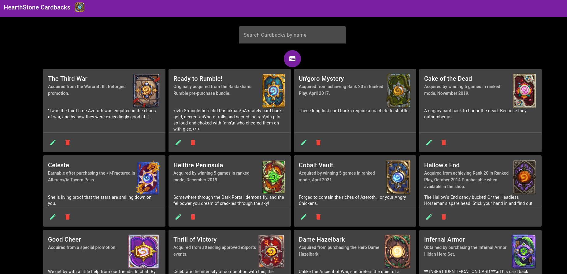 HearthStone Cardbacks App