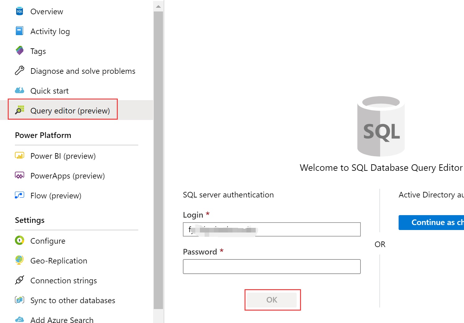 Login database