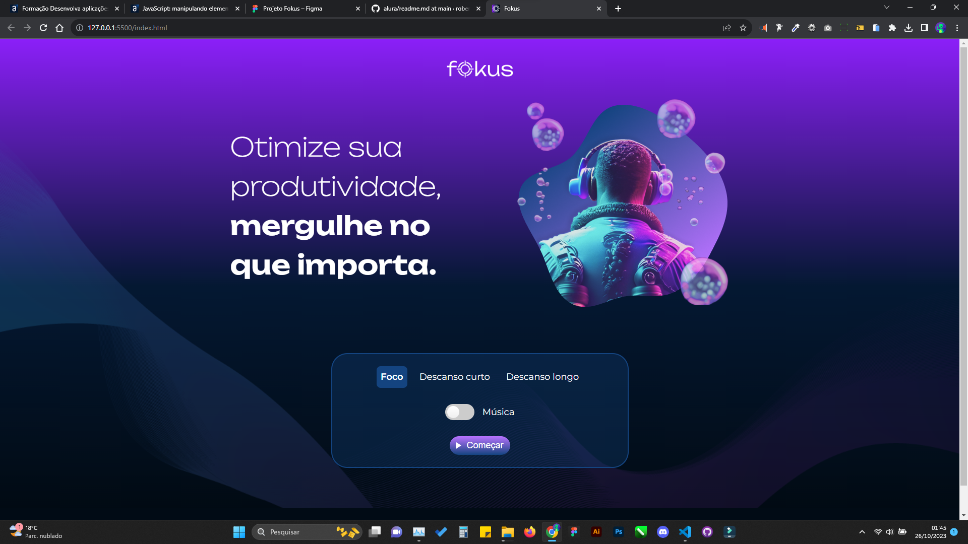 tela do projeto alura-fokus