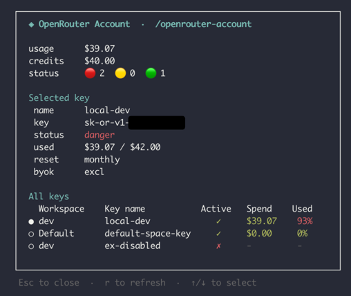 OpenRouter Account Overlay