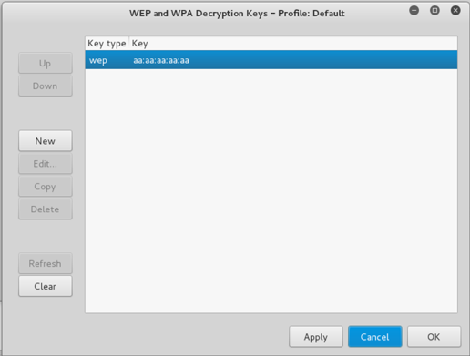 Configuration de la clé WEP dans Wireshark