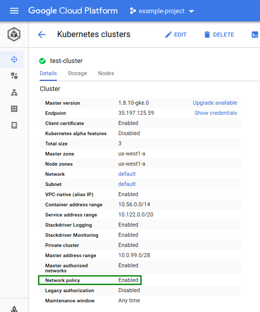 Cluster settings in console