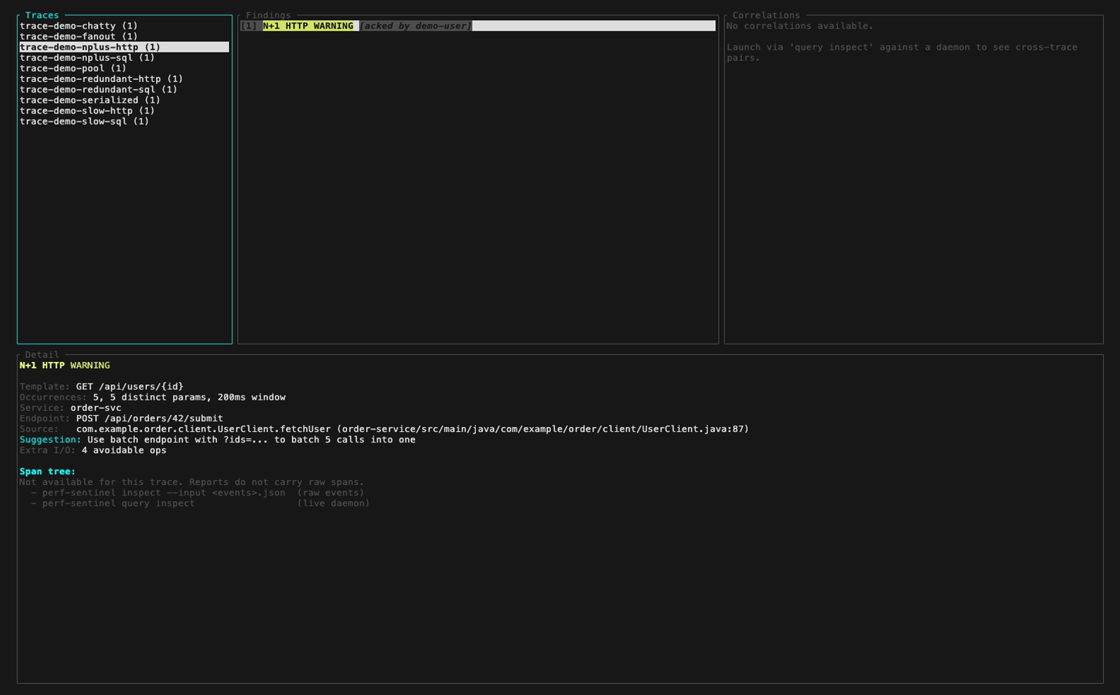 query inspect TUI: finding annotated as acked after the modal submits
