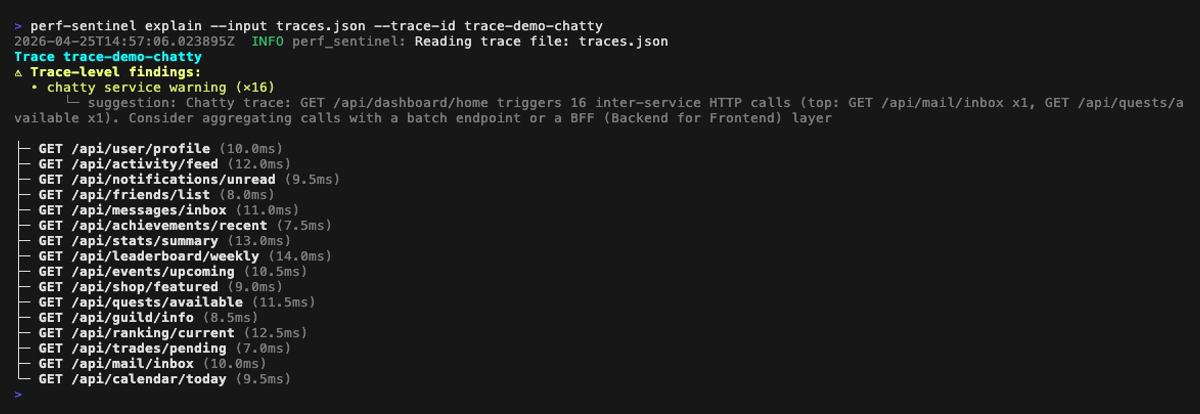 header trace-level explain avec warning de service bavard