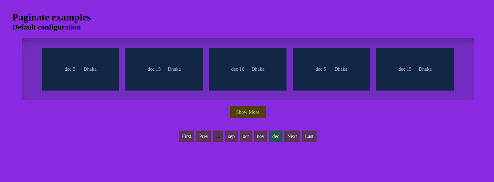 pro-paginate Example with default settings